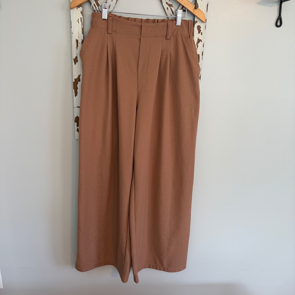 Halara‎ Flex High Waisted Wide Leg Waffle Pants Size Small pockets BelT Loops